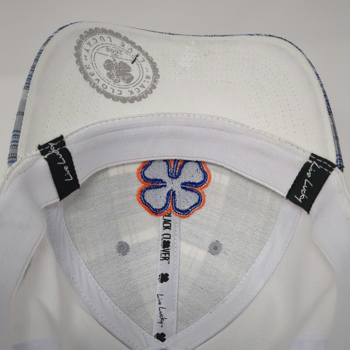 Black Clover Baseball Cap White M Plaid Live Lucky Boise State Broncos Hat
