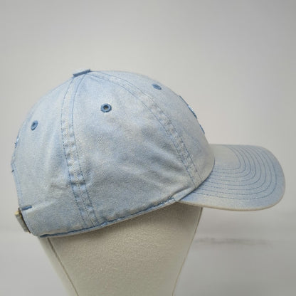 Adidas Baseball Cap Blue One Size Trefoil Logo Denim Slideback Strap Hat