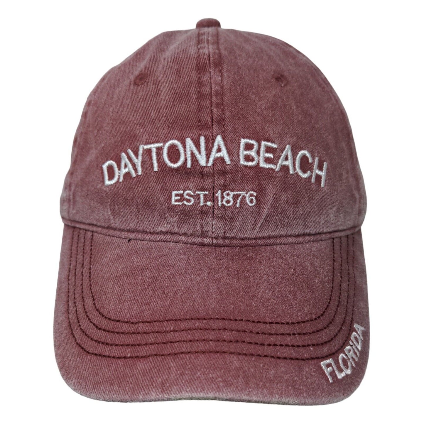 Unbranded Men's Strapback Hat Red Size OS Embroidered Daytona Beach, FL Cotton