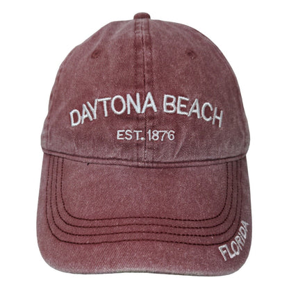 Unbranded Men's Strapback Hat Red Size OS Embroidered Daytona Beach, FL Cotton