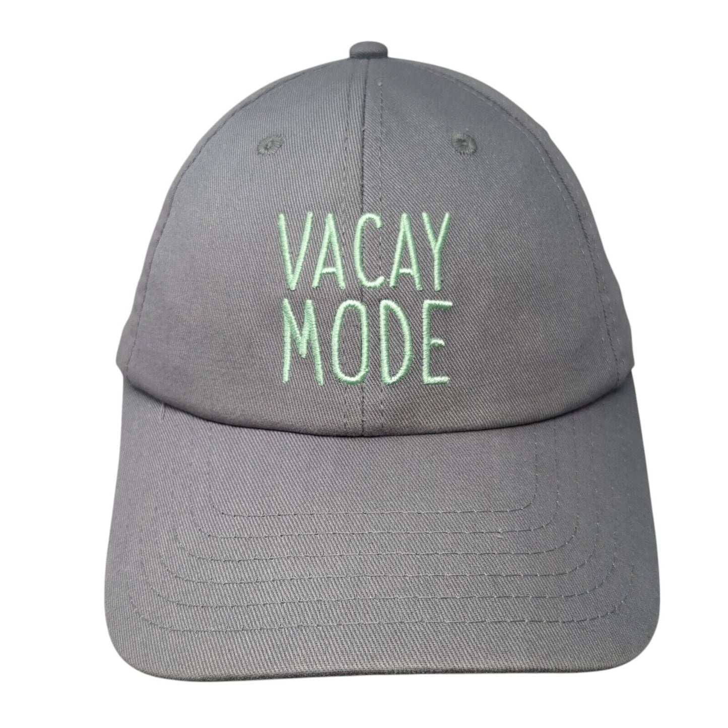 Vacay Mode Strapback Hat Gray One Size Solid Adjustable Embroidered