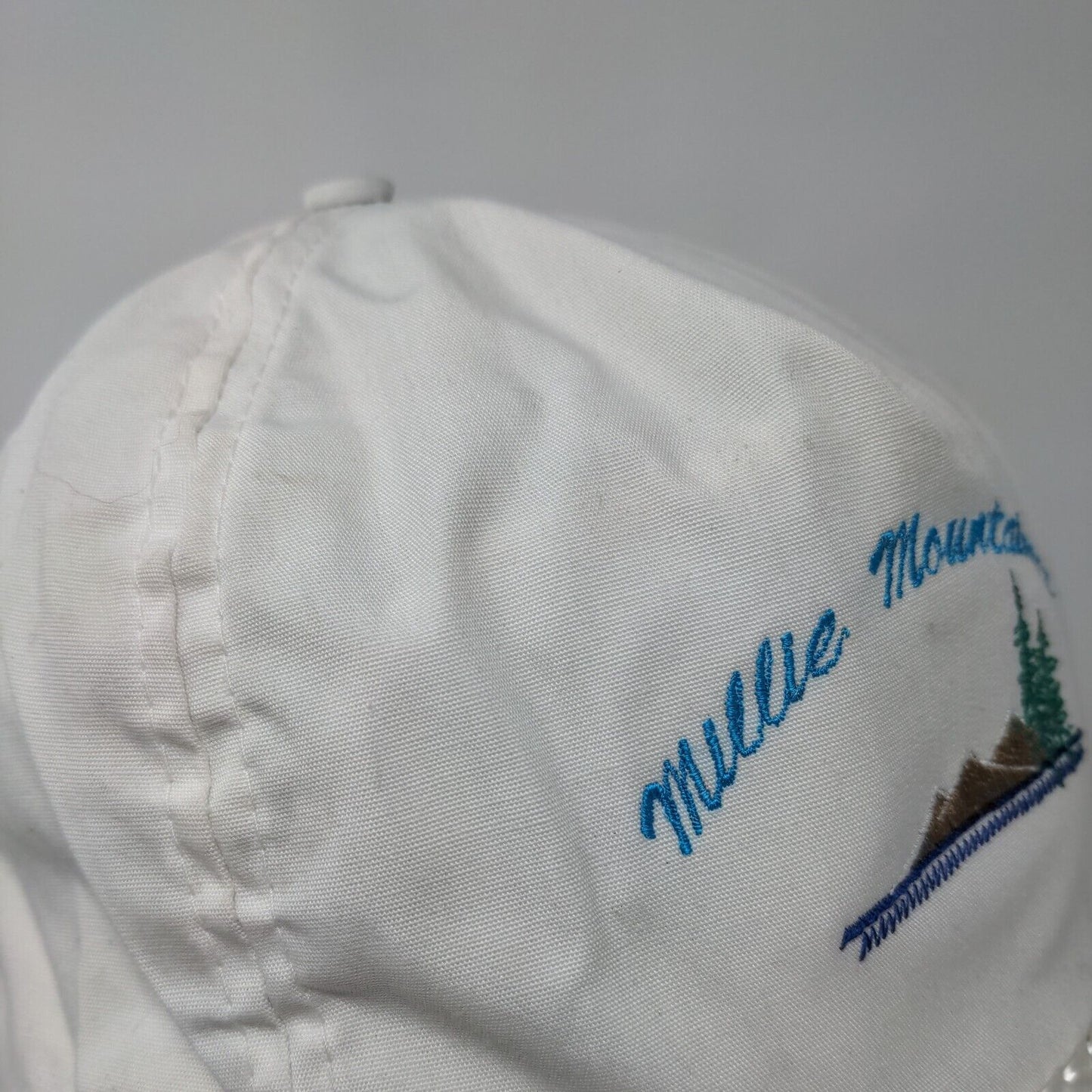 Millie Mountaineer Strapback Rope Hat White OSFA Adjustable Embroidered