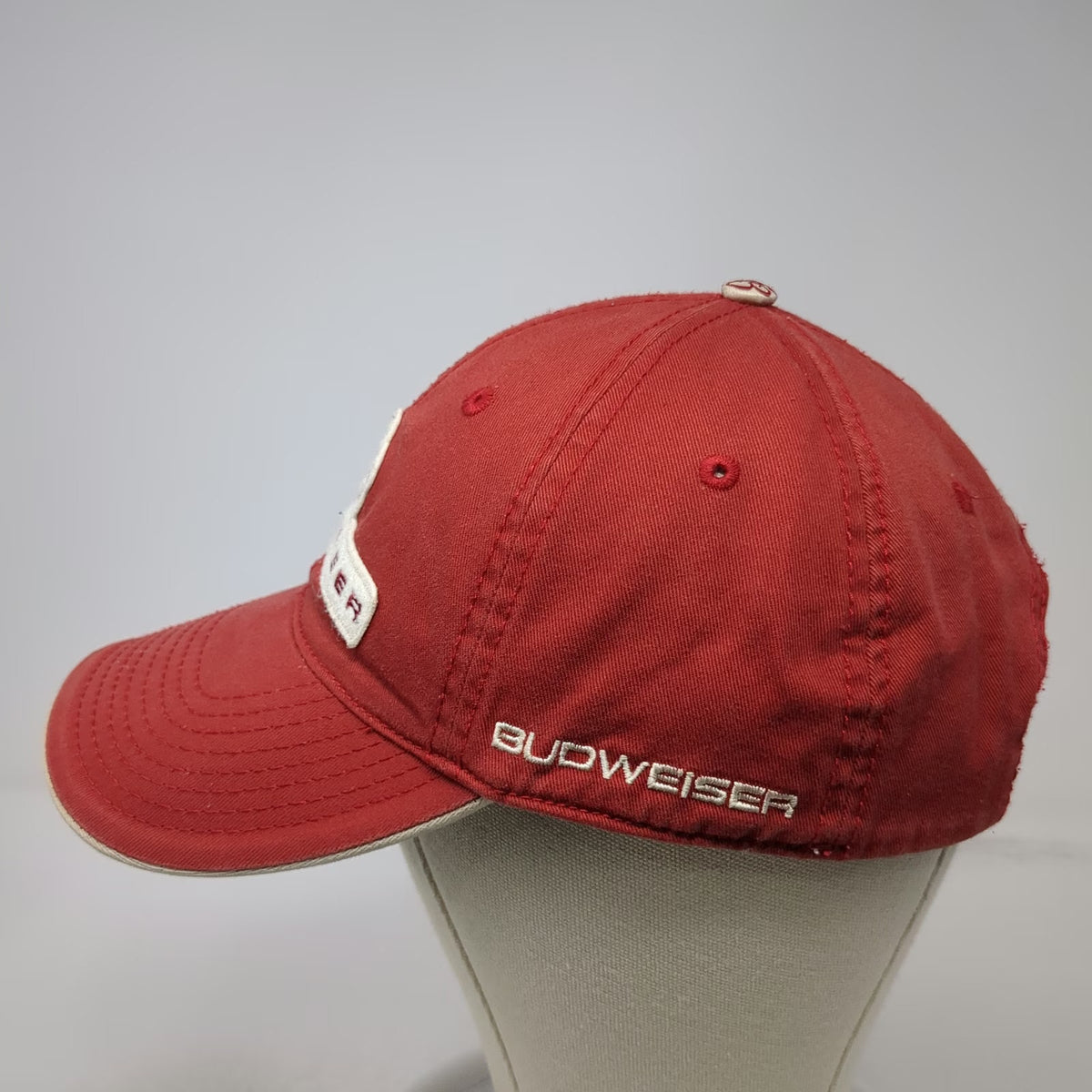 Budweiser Baseball Cap Red One Size Strapback Embroidered King of Beers Hat
