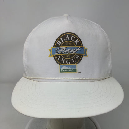 Black Angus Beef Farmland Adult Snapback Hat White OSFA Adjustable 5 Panel Rope