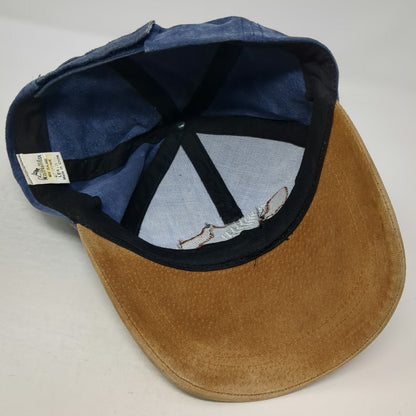 Hallifax Baseball Cap Blue Beige OSFM New Zealand Kiwi Silver Fern Leather hat