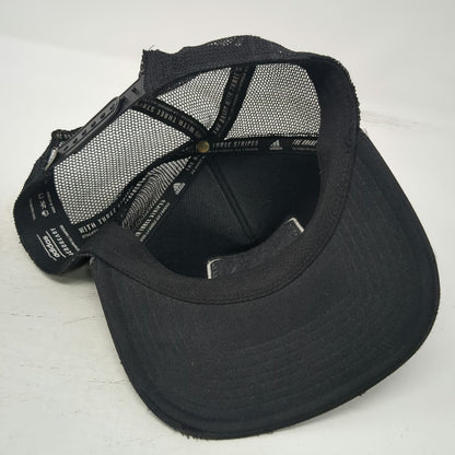 Adidas Trucker Hat Black One Size Mesh Back Aeroready Patch Snapback Breathable