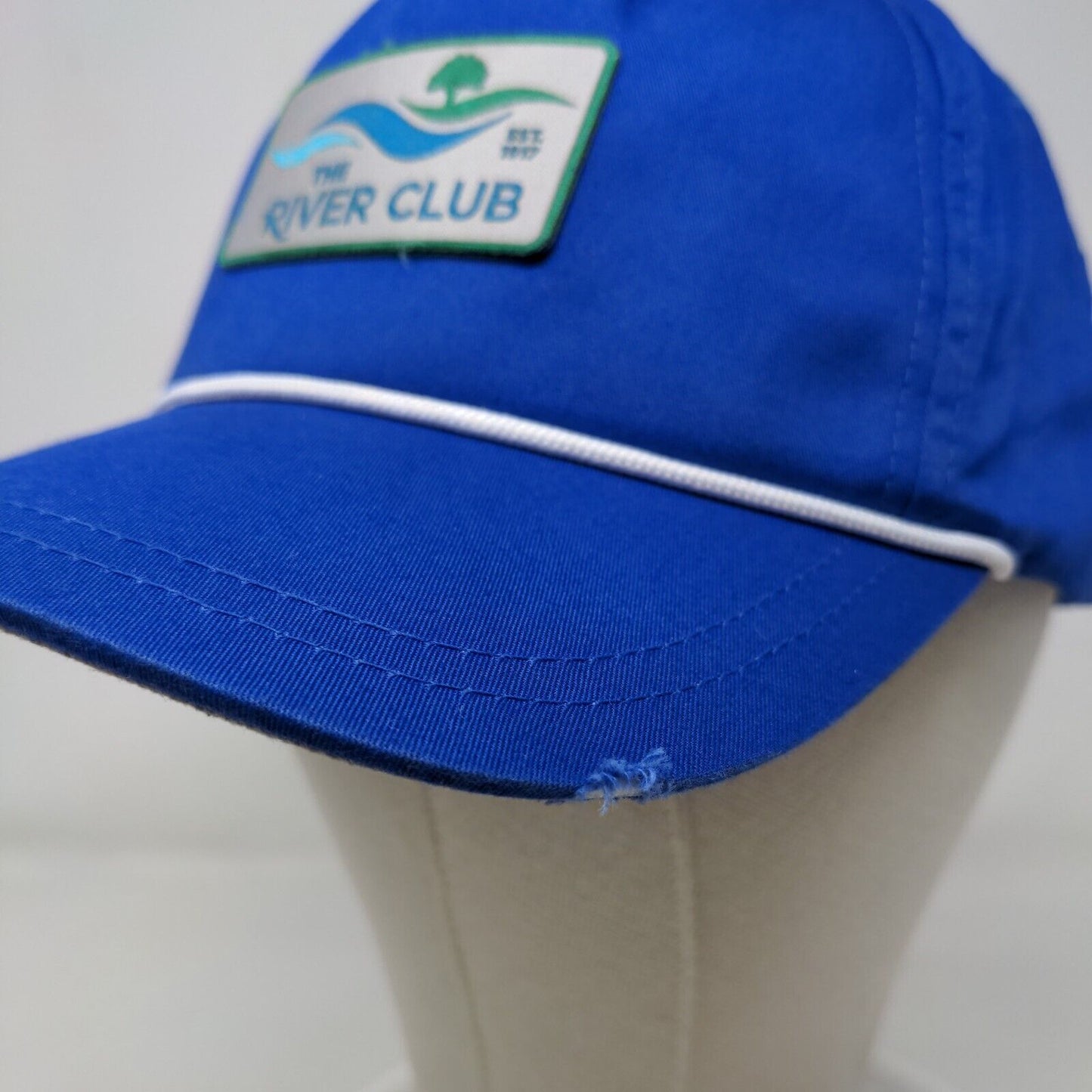 The River Club Patch Strapback Rope Hat Blue One Size American Needle
