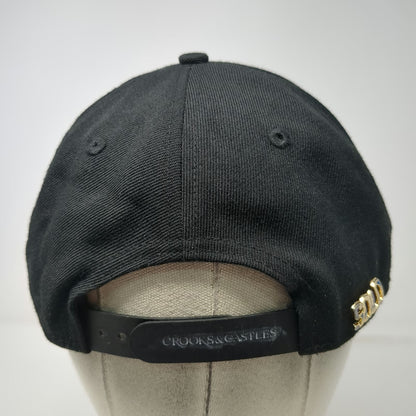 Crooks & Castles Snapback Black One Size Hat Inverted Logo Gold Pin Graphic Brim