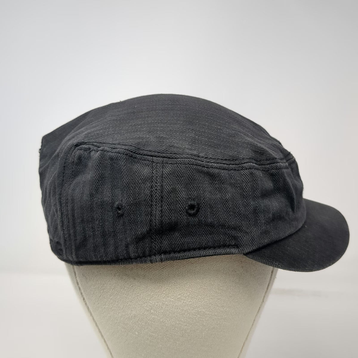 Billabong Army Cap Black One Size Herringbone Pattern Metal Logo Flat Top Hat
