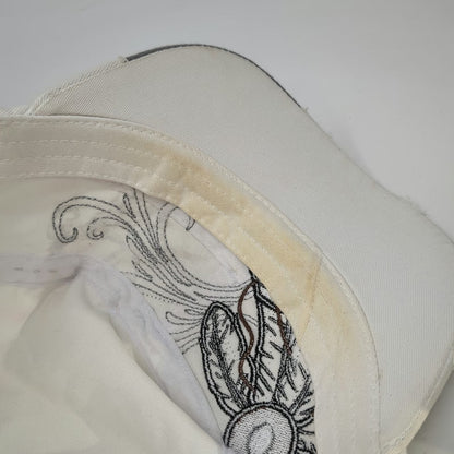 Savana Army Cap White One Size Feather Dreamcatcher Distressed Rhinestone Hat