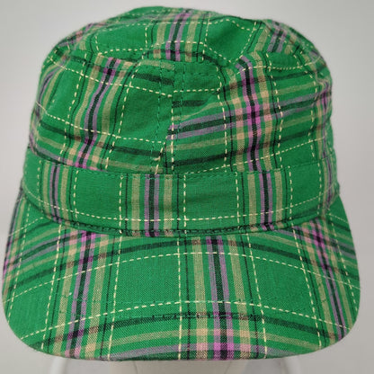 Putnam Sourcing Group Army Cap Green One Size Plaid Pattern Cotton Hat Flat Top