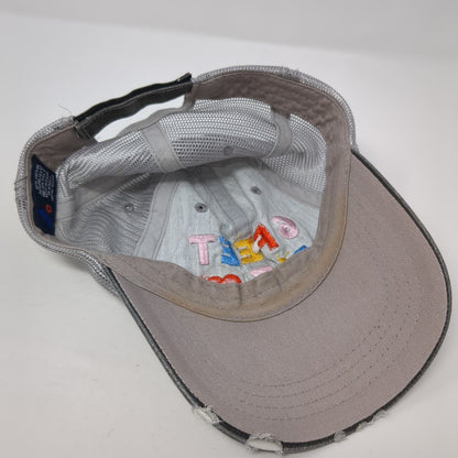 6 Feet Plz Strapback Mesh Back Trucker Hat Gray One Size Embroidered