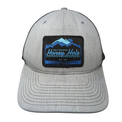 Honey Hole Outdoors Patch Snapback Trucker Hat Gray One Size Mesh Back