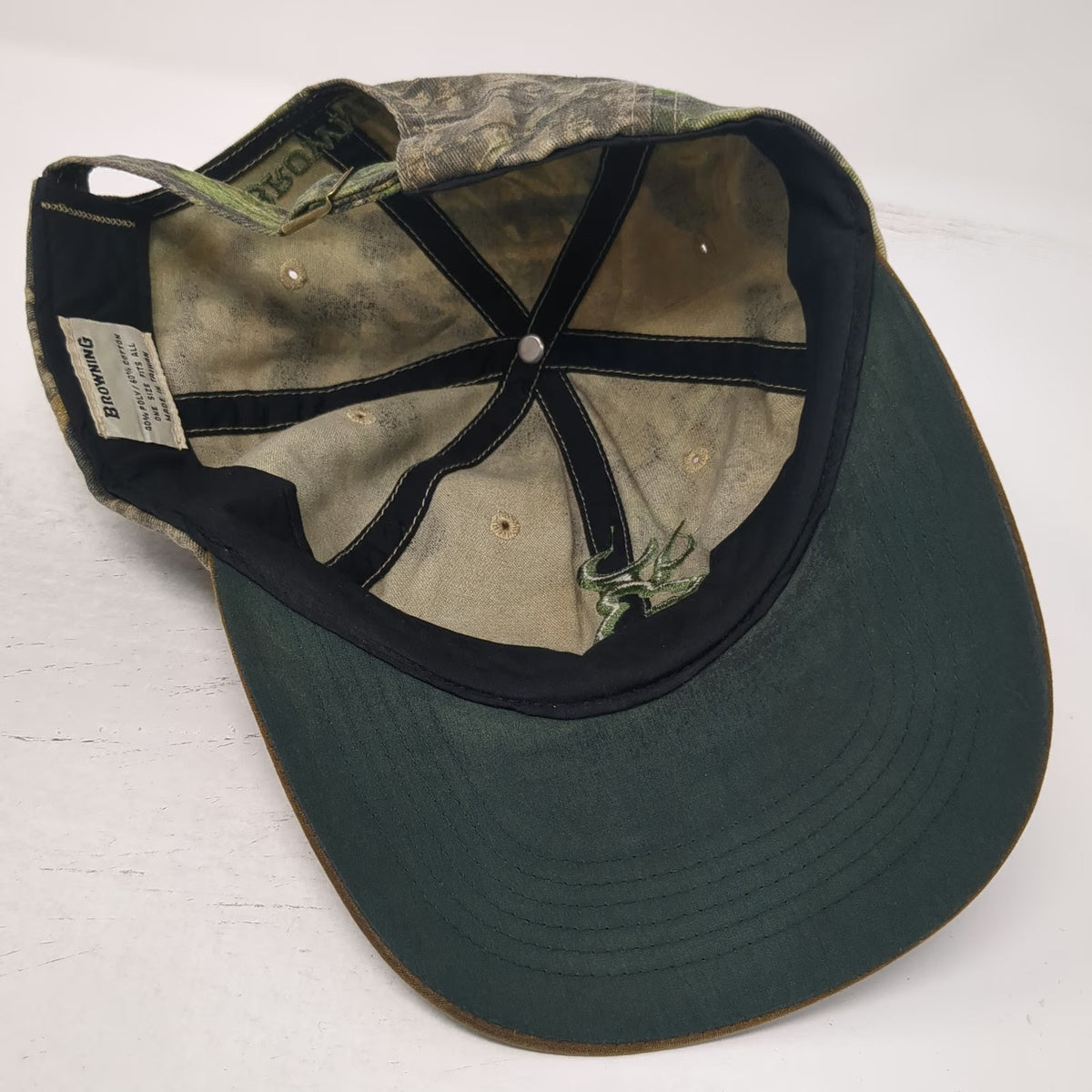 Browning Baseball Cap Green Brown One Size Mossy Oak Camo Buckmark Logo Hat