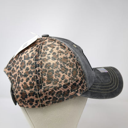 Gray Leopard Animal Print Rodeo Mom Mesh Patch Baseball Cap Hat One Size