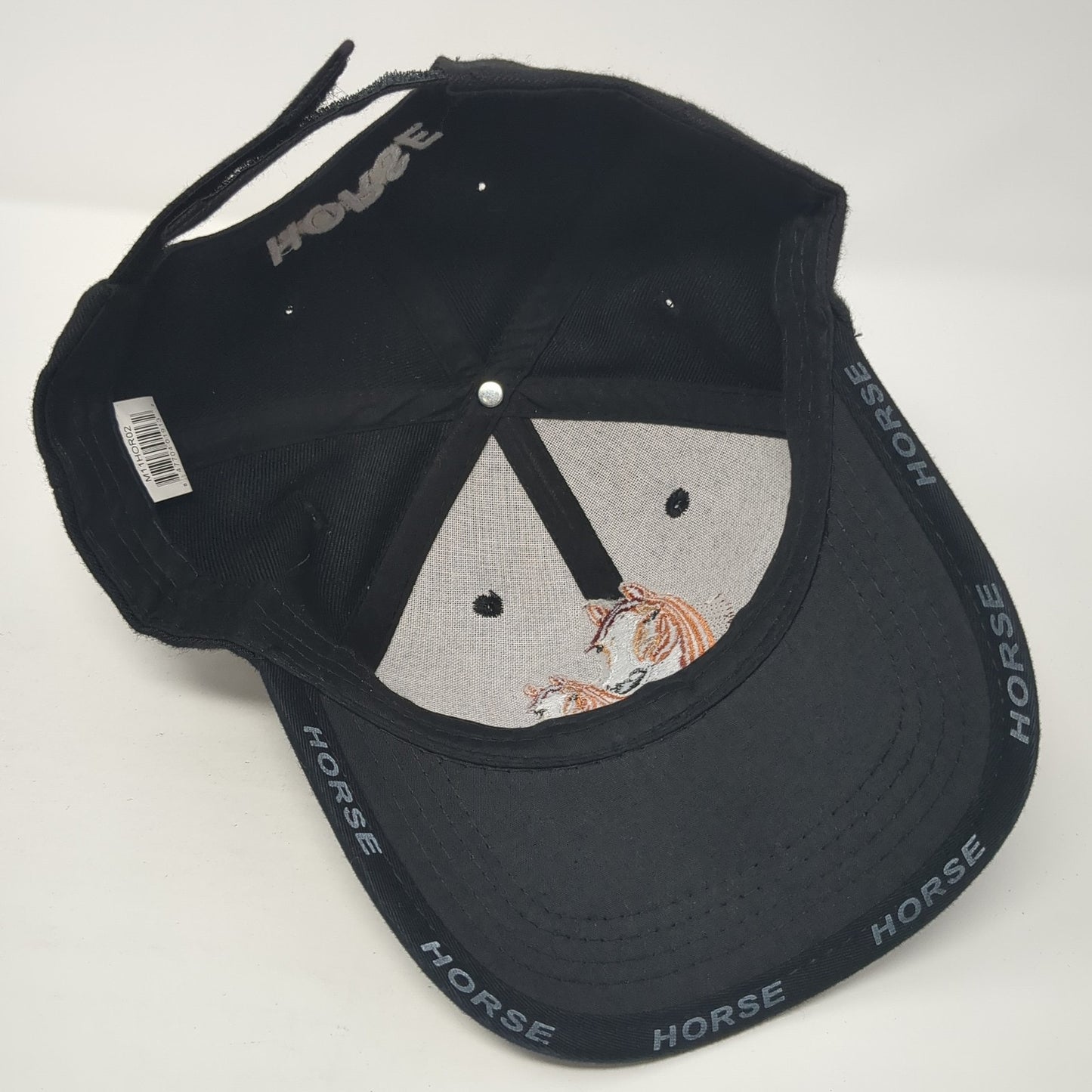 Horse Strapback Hat Black One Size Embroidered Adjustable Vent Holes