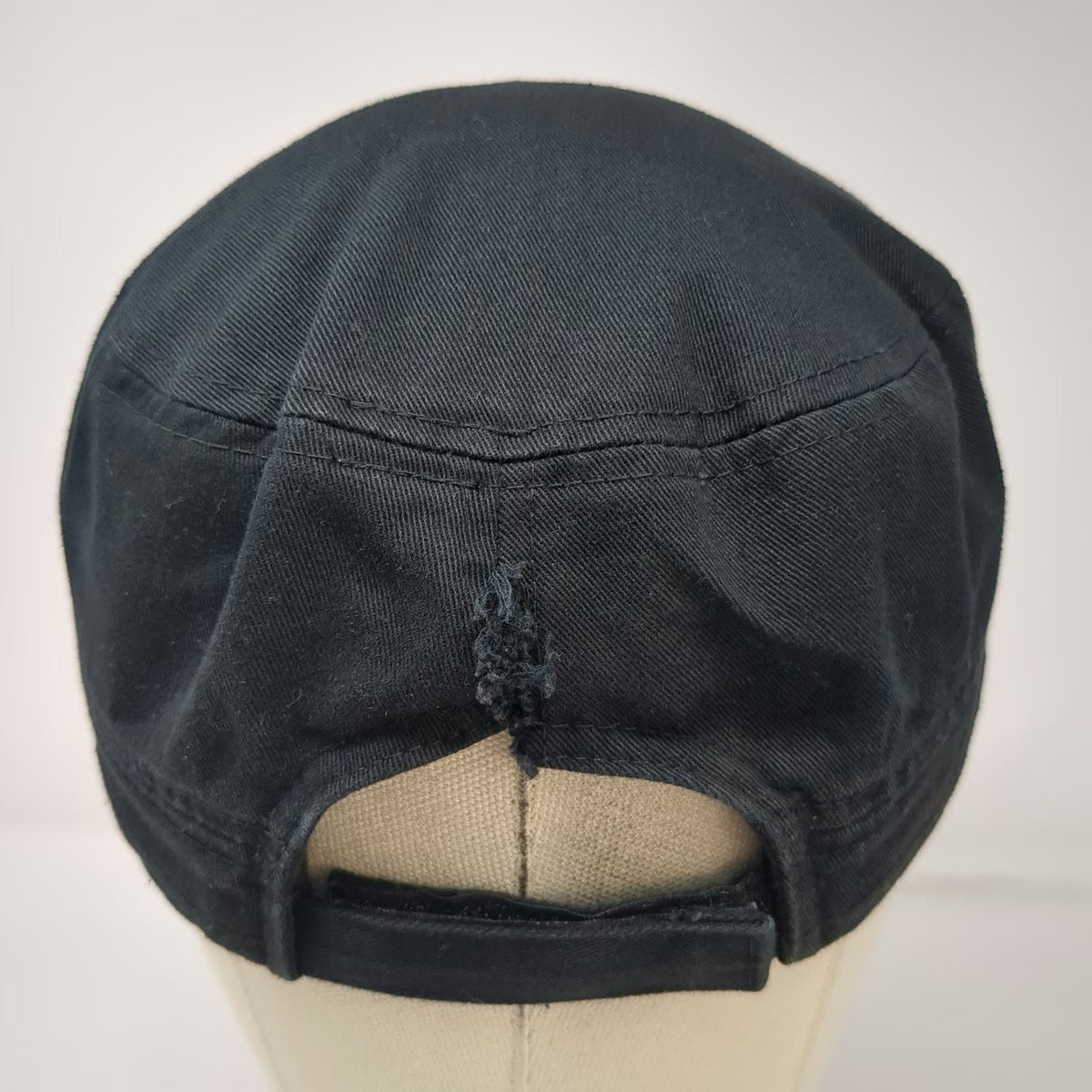 Black Army Cap One Size Adjustable Strapback Hat 100% Cotton Plain Cadet Cap