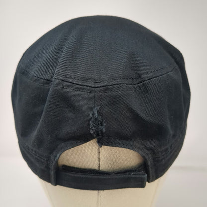 Black Army Cap One Size Adjustable Strapback Hat 100% Cotton Plain Cadet Cap