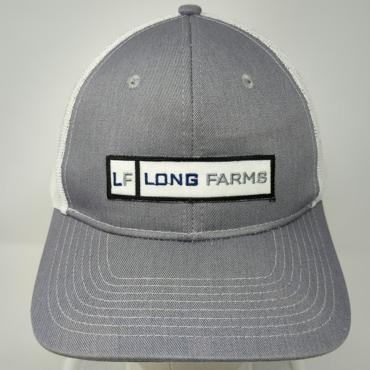 Port Authority Trucker Hat Gray White One Size Long Farms Patch Snapback Mesh