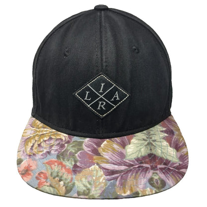 Lira Snapback Black One Size Floral Brim Diamond Patch Graphic Adjustable Hat