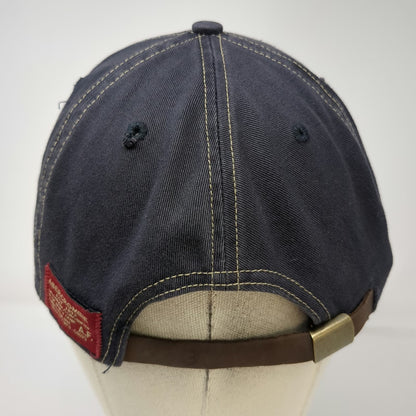 Abercrombie & Fitch Baseball Cap Blue AF92 Leather Strap Stitch Hat Vintage