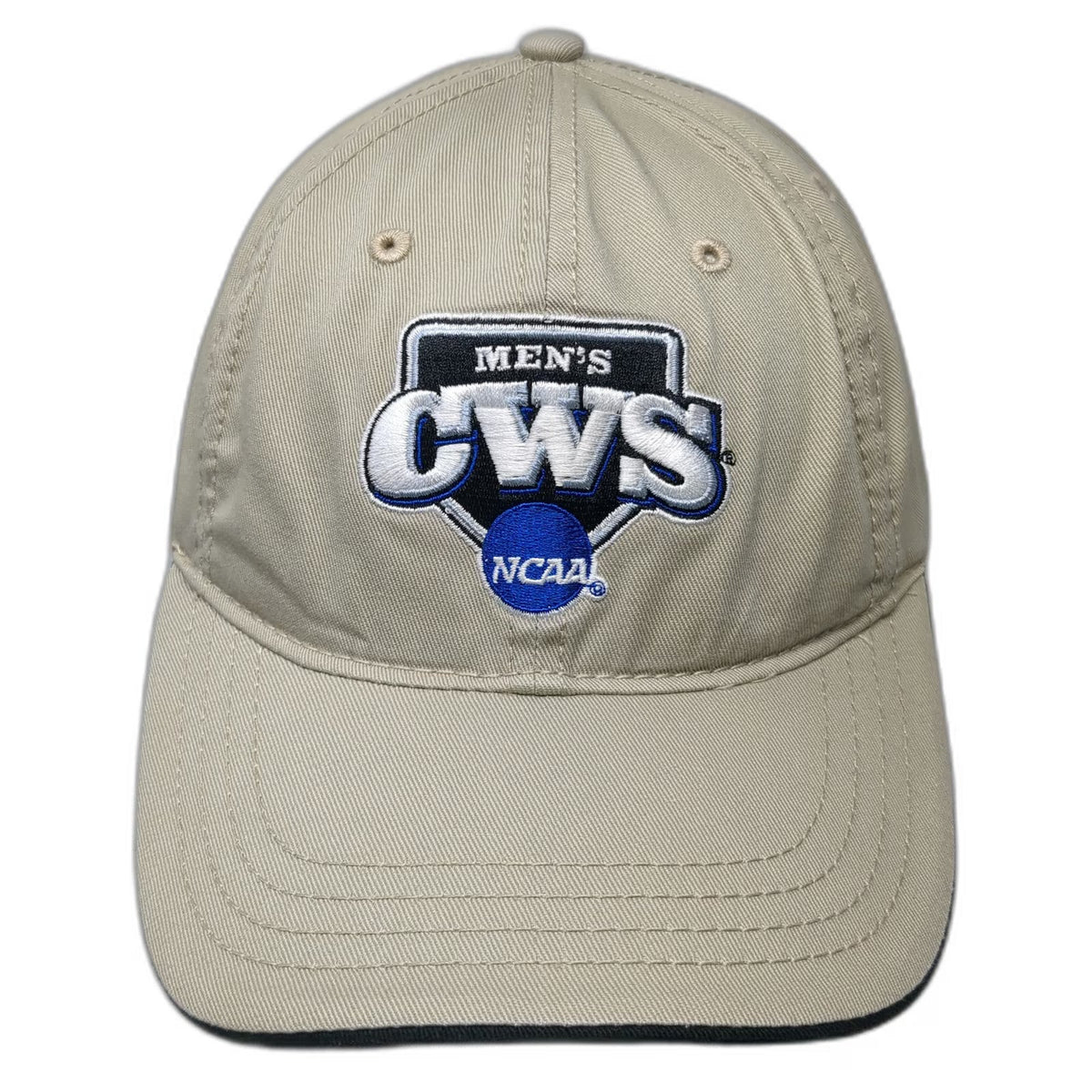 NCAA CWS College World Series Beige One Size Cap Slideback Embroidered Hat Logo