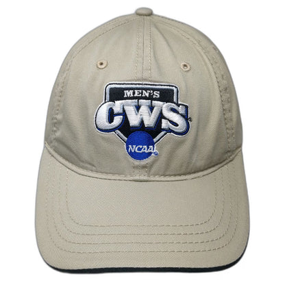 NCAA CWS College World Series Beige One Size Cap Slideback Embroidered Hat Logo