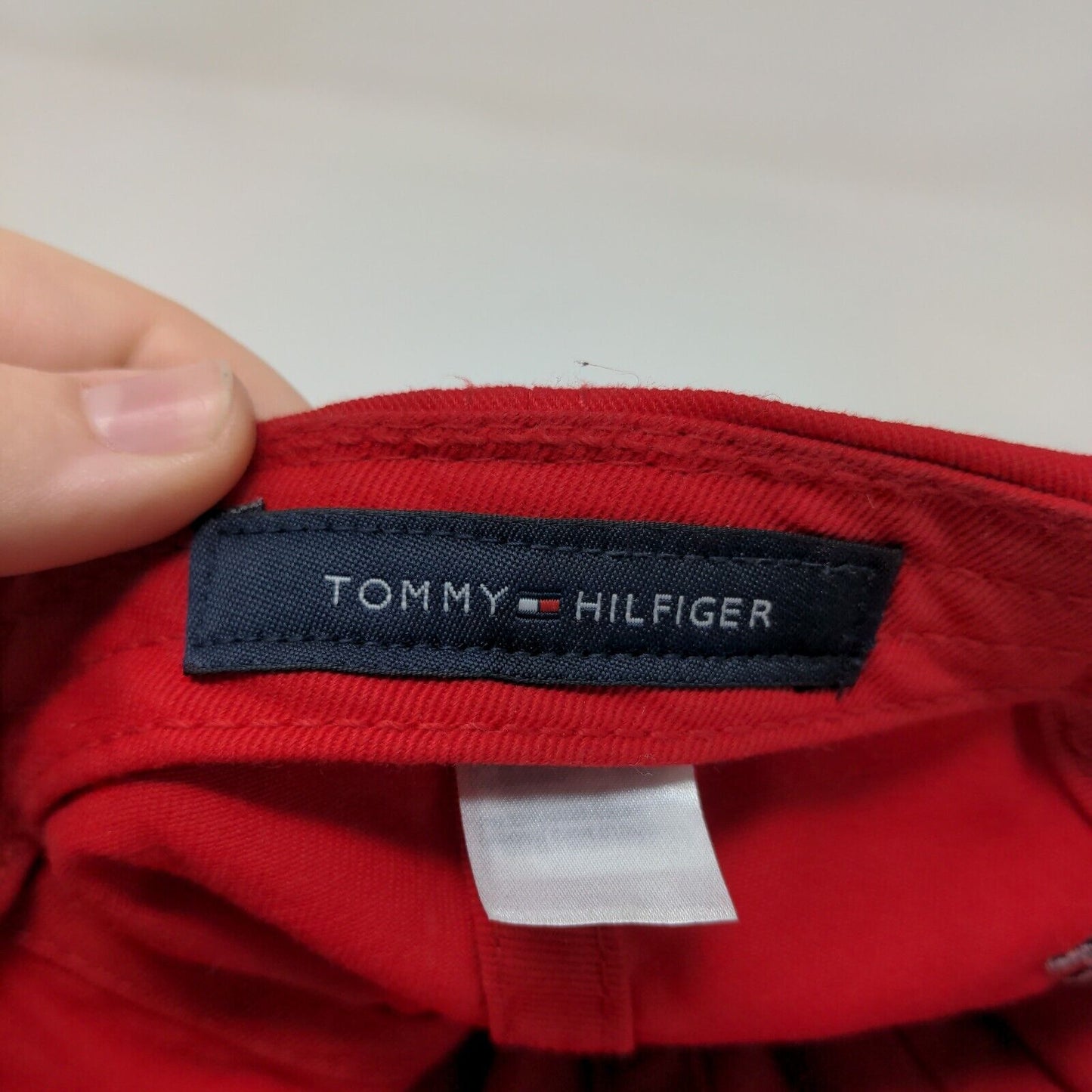 Tommy Hilfiger Men's Slideback Hat Red Size OS Embroidered Logo Cotton