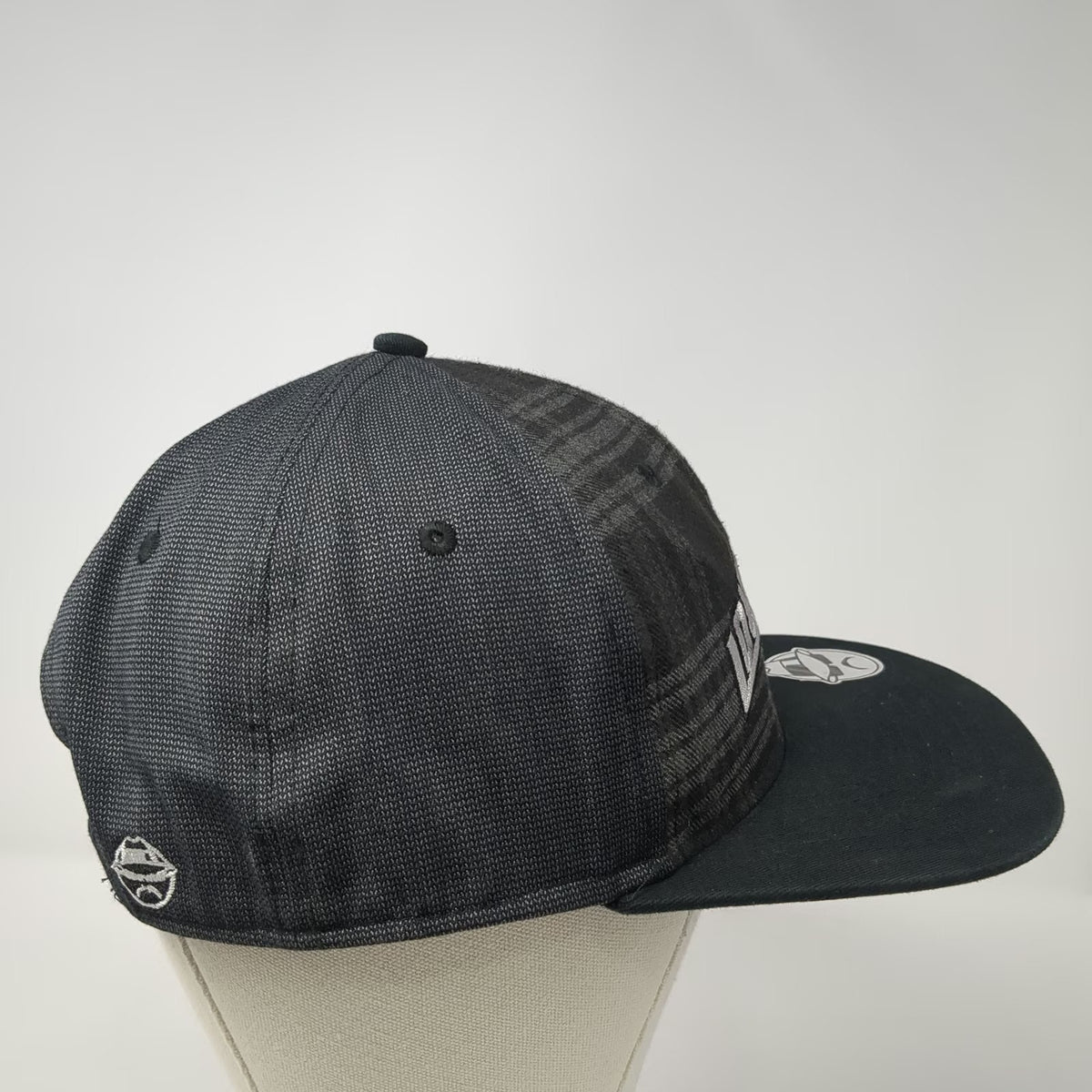 Lowrider Snapback Hat Black One Size Plaid Flat Brim Logo 100% Polyester Graphic
