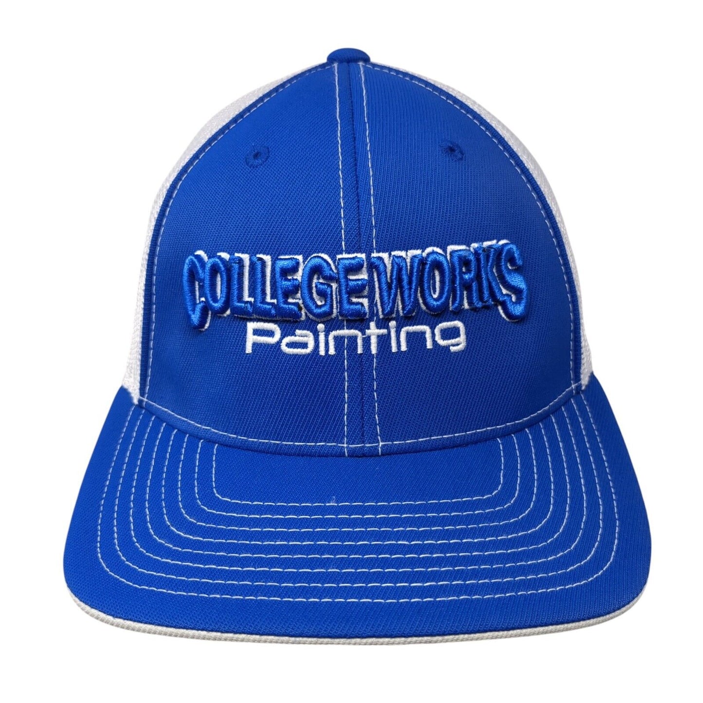 College Works Painting Fitted Trucker Hat Blue 6 7/8-7 3/8 Flexfit Mesh Back