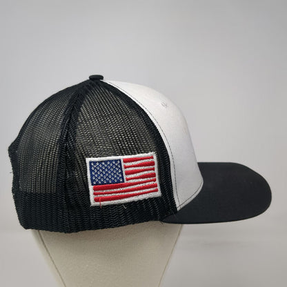 Richardson Trucker Hat Black One Size Mesh Snapback USA Flag Spuds Baseball Logo