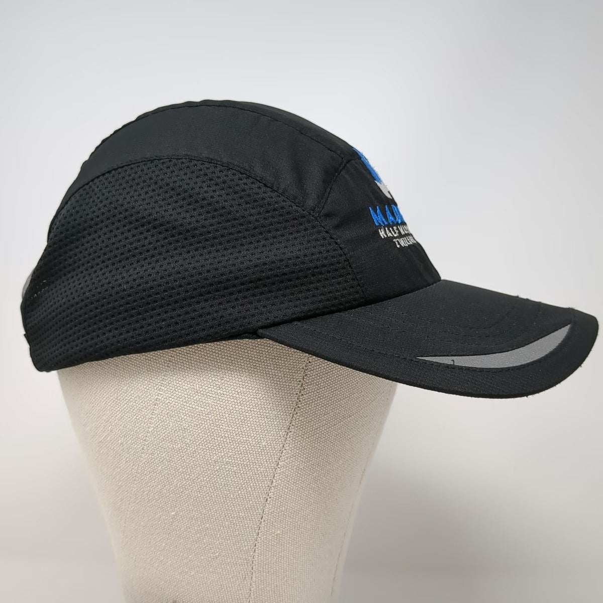 Ivory Baseball Cap Black OSFM Madison Half Marathon Reflective Mesh Running Hat