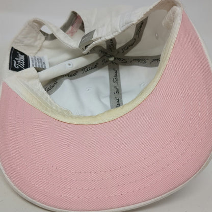 Titleist Baseball Cap White One Size Pink Script Logo Adjustable Slideback Hat