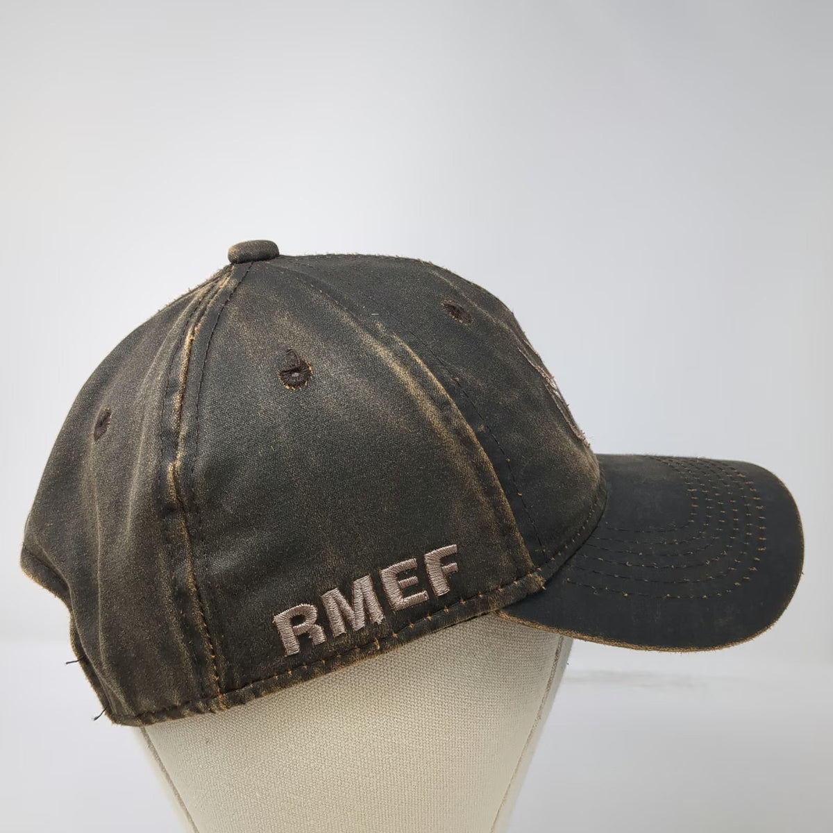 RMEF Snapback Brown One Size Distressed Elk Hunting Conservation Logo Hat