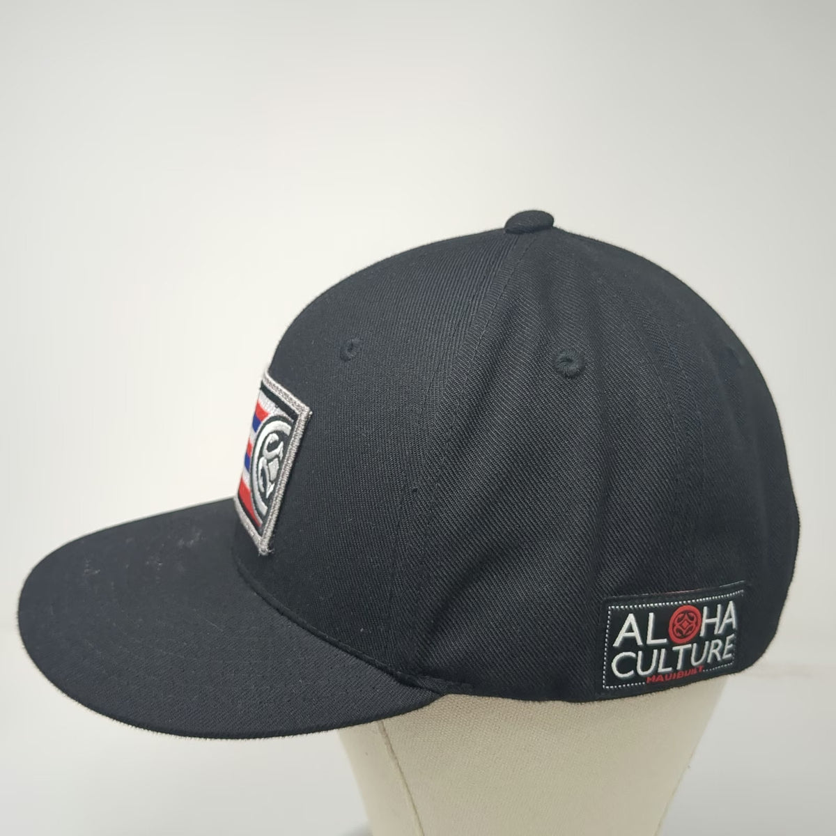 Decky Snapback Hat Black One Size Hawaii Flag Aloha Culture Maui Built Flat Brim