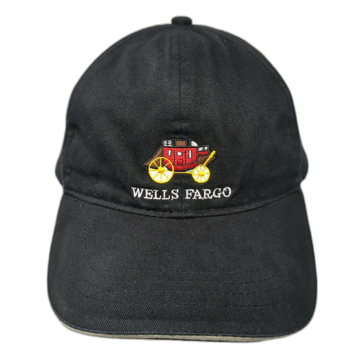 GSC LTD Baseball Cap Black One Size Wells Fargo Stagecoach Logo Slideback Hat