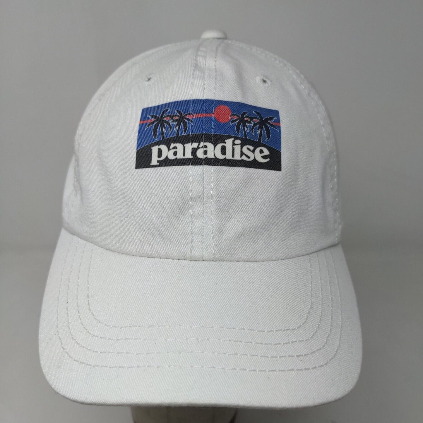 Cobra Men's Slideback Hat White Graphic Paradise Palm Trees Logo