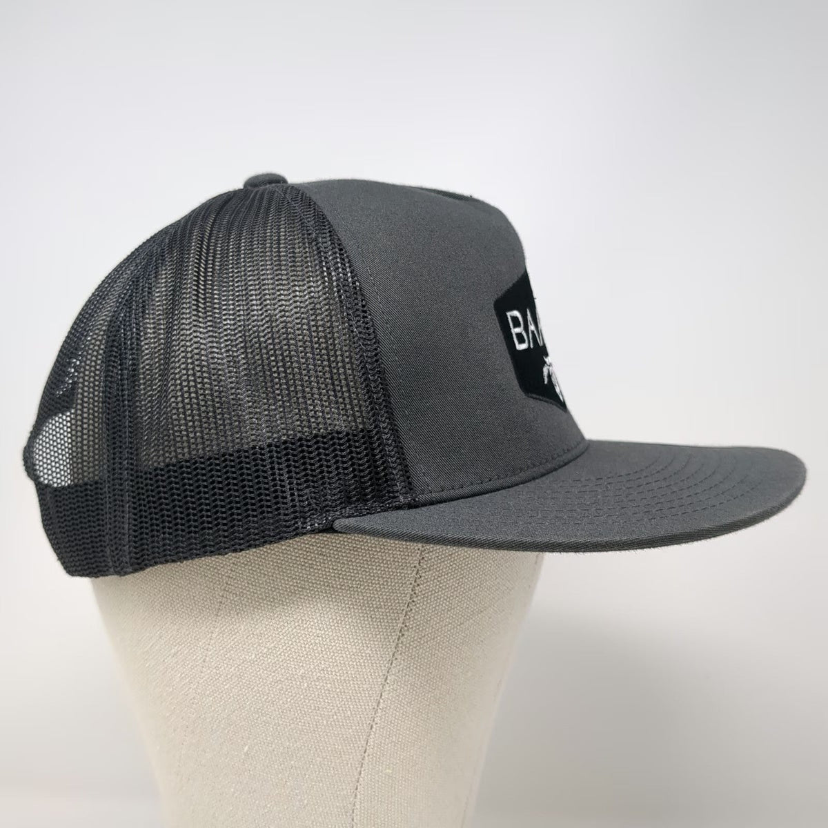 Yupoong Baard Logo Snapback Gray One Size Hat Mesh Back Flat Brim Trucker Beer