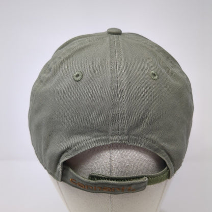 Carhartt Strapback Baseball Cap Green One Size Adjustable Leather Patch Cotton