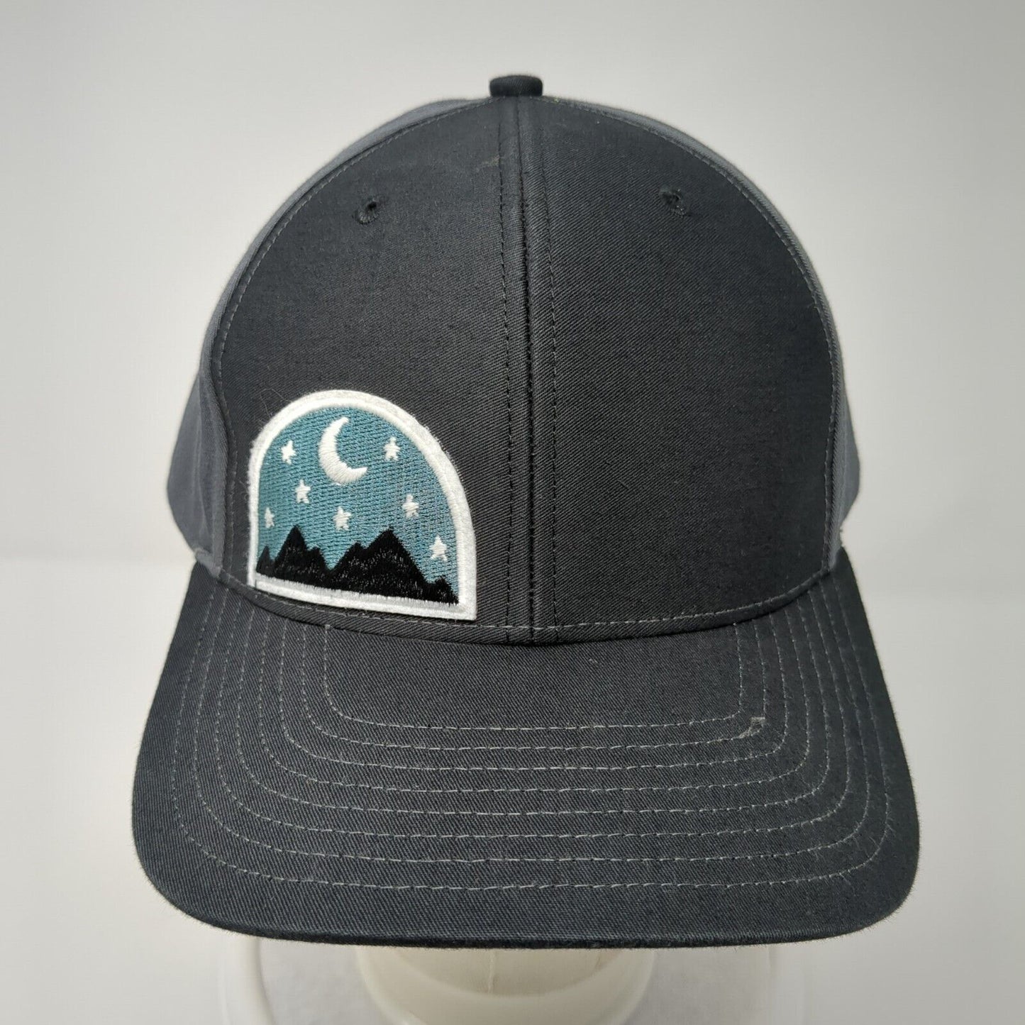 Star & Moon Snapback Hat Black OS Adjustable Embroidered Patriotic Richardson