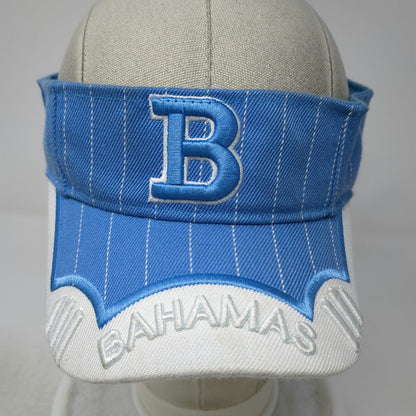 Island Dream Visor Blue One Size Bahamas Embroidered Letter B Pinstripe Hat