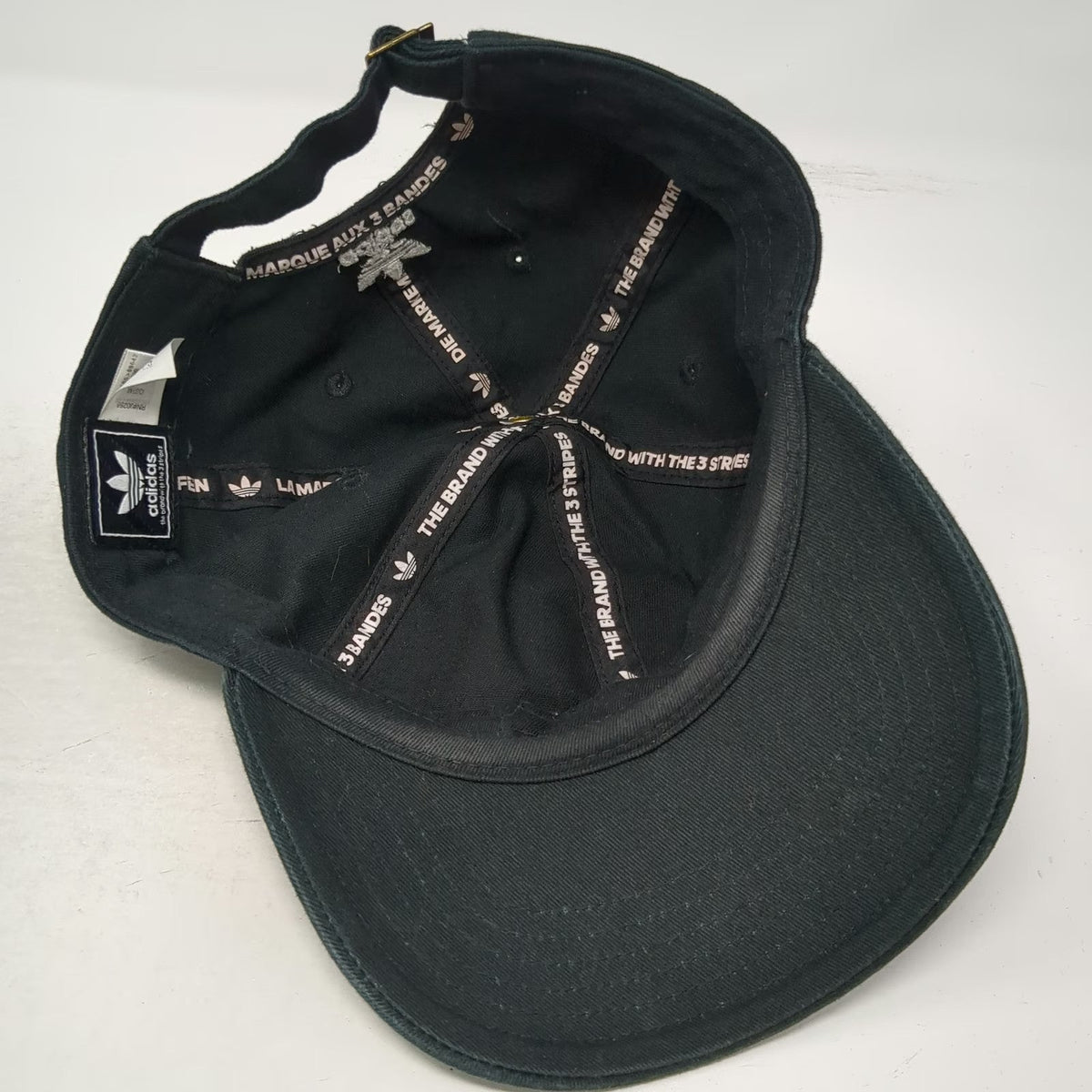 Adidas Baseball Cap Black OSFM Trefoil Logo Large Graphic Cotton Slideback Hat