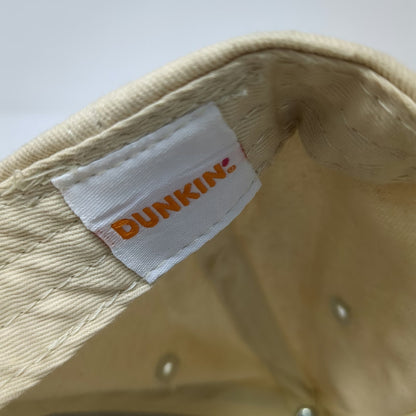 Dunkin' 5 Panel Hat Beige One Size Snapback Upside Down Logo Brown Brim Est 1950