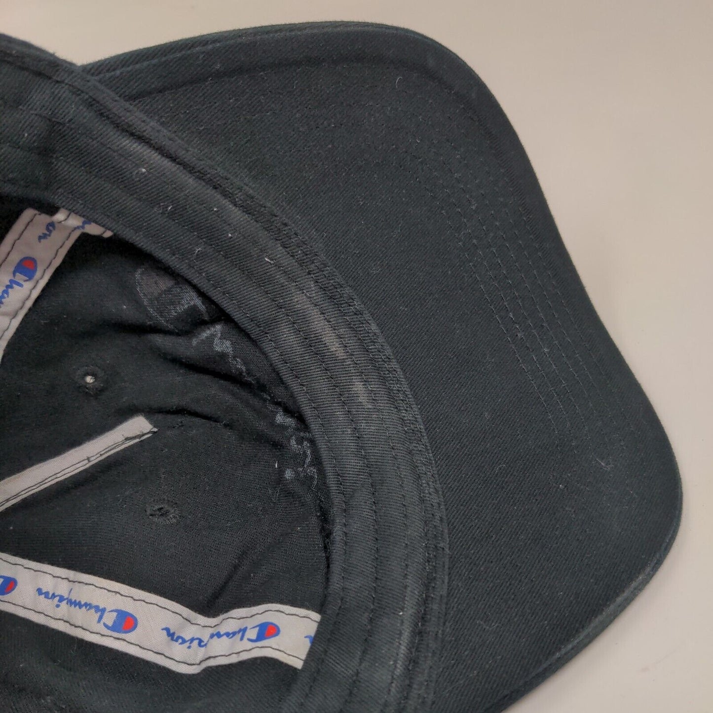 Champion Slideback Hat Black OSFA Adjustable Embroidered 6 Panel Cotton