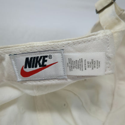 Nike Baseball Cap White OS Adjustable Slideback Cotton Made in USA Hat Vintage