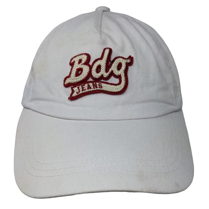 BDG Jeans Men's Slideback Hat White Embroidered Logo Adjustable Cotton