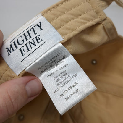 Mighty Fine Baseball Cap Beige One Size Slideback Cotton Embroidered NY Hat