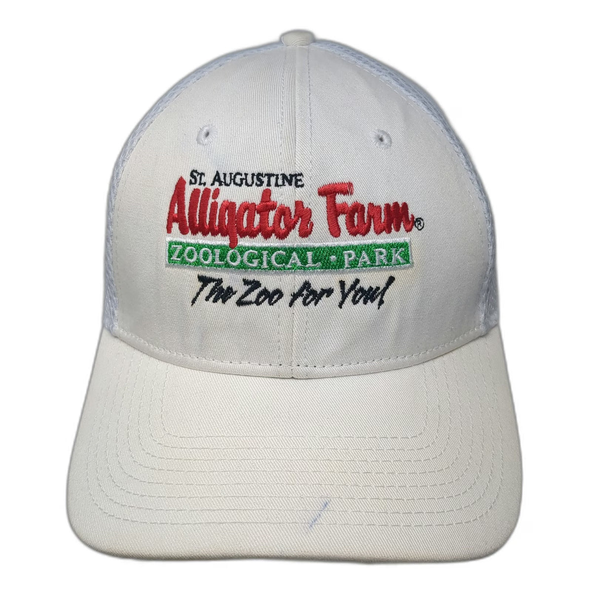 New Era Baseball Cap White M St Augustine Alligator Farm Mesh Fitted Hat 39THIRTY