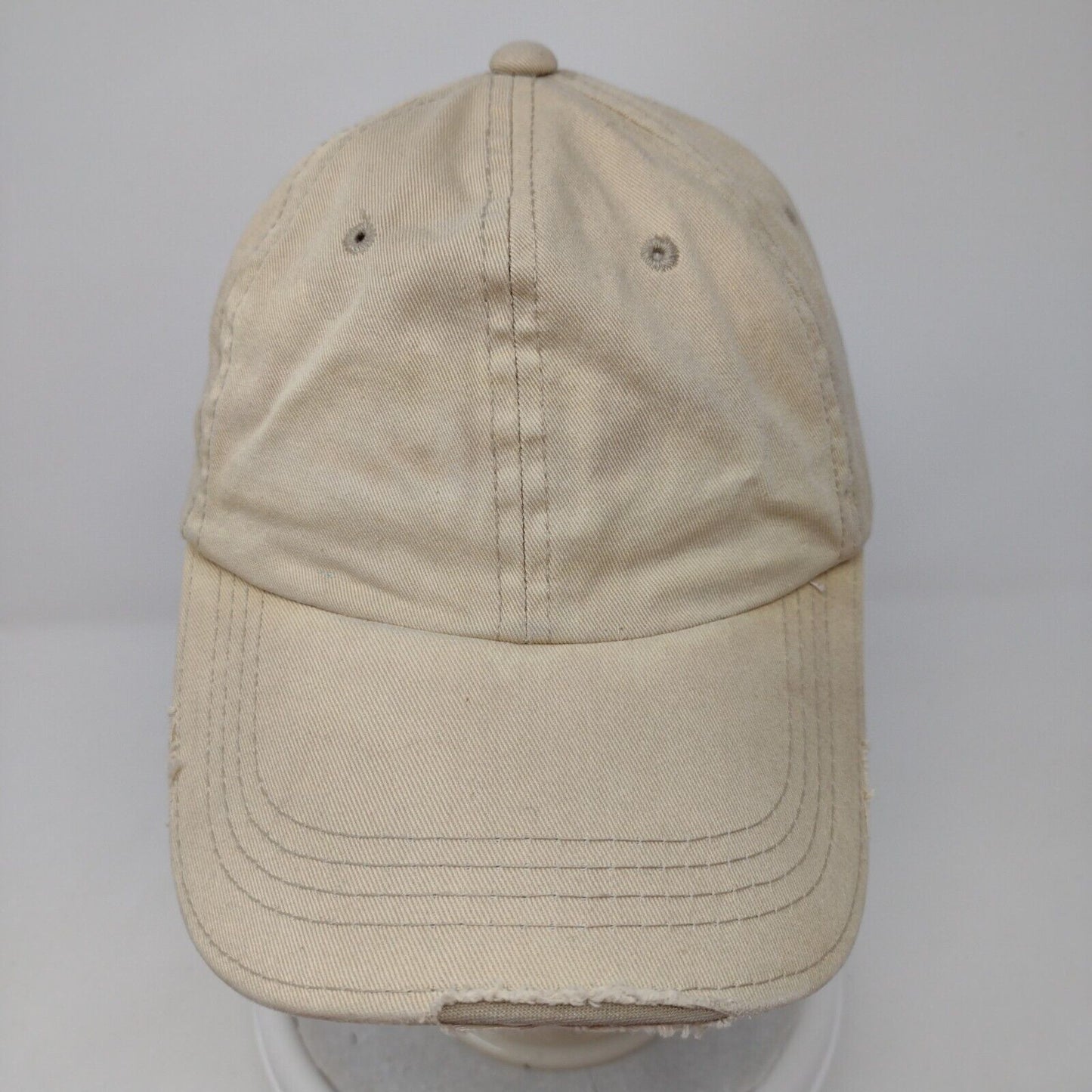 Signatures Slideback Hat Tan One Size Adjustable Vented Holes Distressed Blank