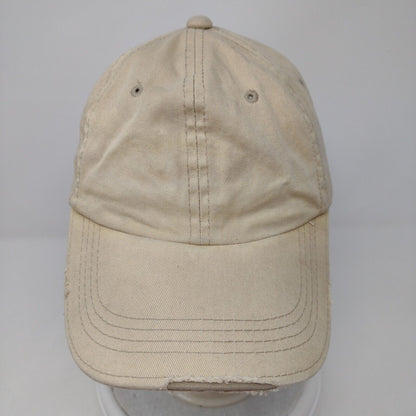 Signatures Slideback Hat Tan One Size Adjustable Vented Holes Distressed Blank